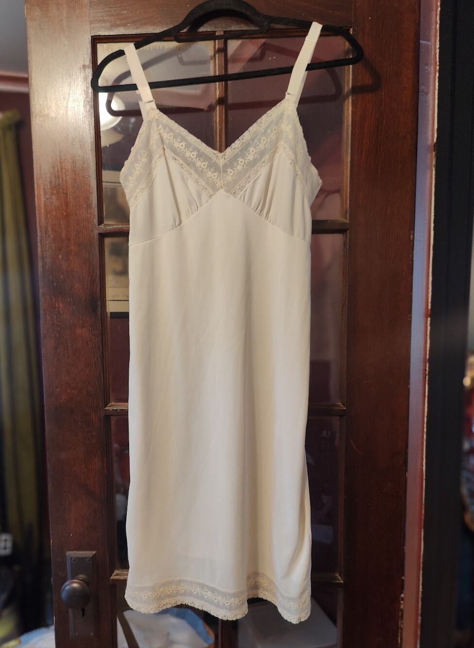 Classic Lace-Trim Slip Dress - Cream